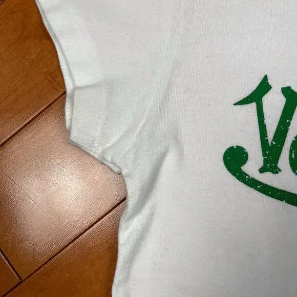 Y2K Von Dutch Logo Graphic Baby Tee White Green Babydoll T Shirt Vintage - Picture 10 of 15